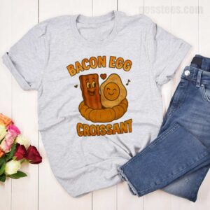 Bacon Egg Croissant T-Shirt – Cute Breakfast Graphic for Foodies