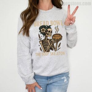 Bread Bowl Soup Skeleton Sweatshirt – Vintage Goth Foodie Pullover