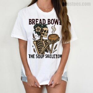 Bread Bowl Soup Skeleton T-Shirt – Vintage Goth Food Graphic