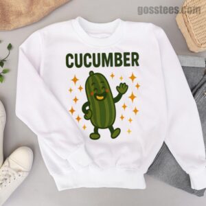 Cucumber Sweatshirt – Happy Veggie Cartoon Pullover for Foodies