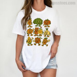 Fresh Veggies T-Shirt – Retro Cartoon Food Characters Unisex Tee