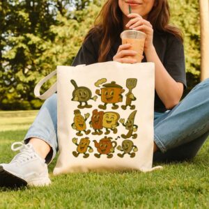 Funny Kitchen Characters Tote Bag – Reusable Retro Chef Grocery Bag