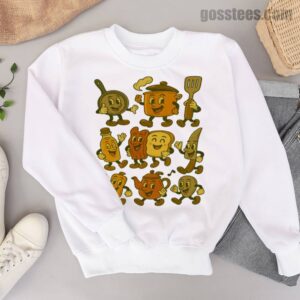 Funny Kitchen Characters Sweatshirt – Vintage Foodie Cartoon Pullover