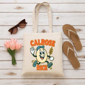 Calrose Rice Tote Bag – Funny Cartoon Grocery Bag for Rice Lovers