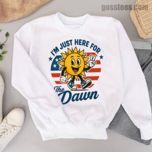 I’m Just Here for the Dawn Sweatshirt – Cozy Retro Sun Peace Graphic