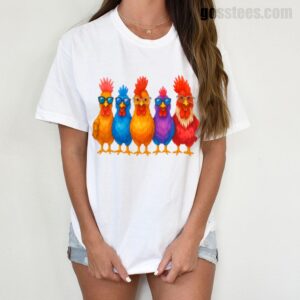 Cool Chicken Squad T-Shirt – Funny Colorful Farm Animal Tee for Kitchen Lovers